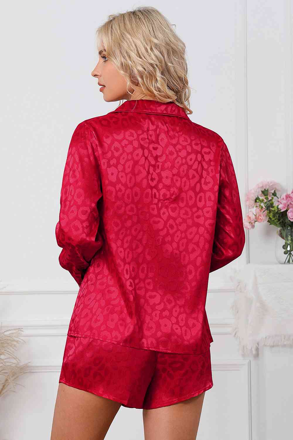 TEEK - Red Long Sleeve Shirt and Shorts Lounge Set SET TEEK Trend   