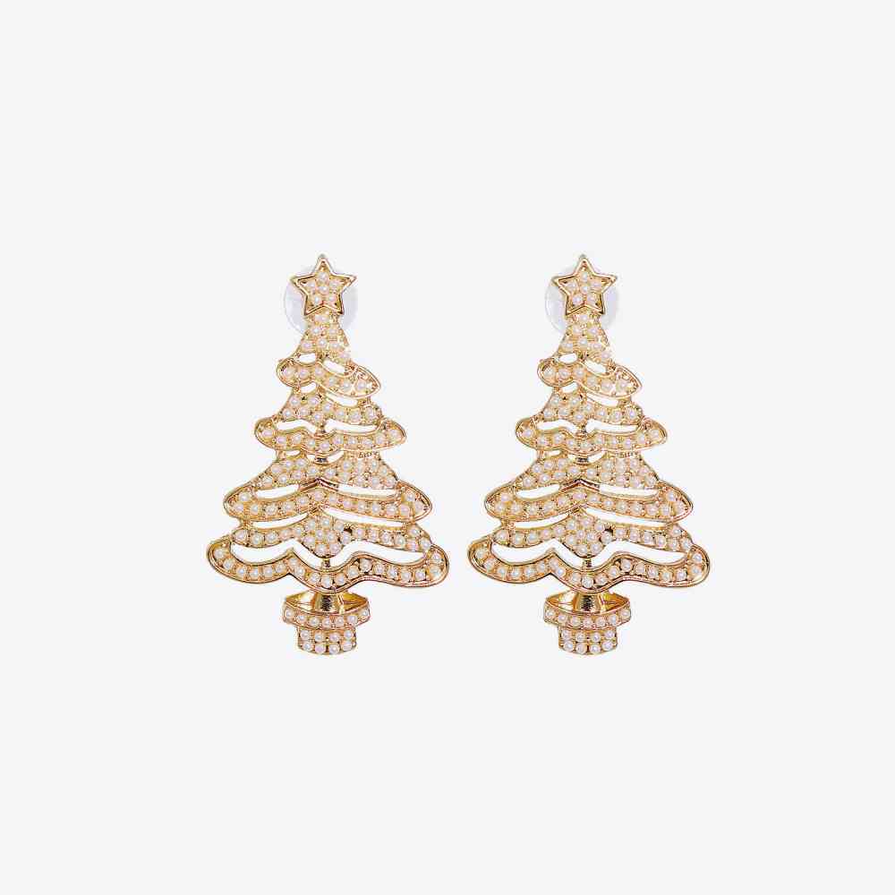 TEEK - Rhinestone Christmas Tree Earrings JEWELRY TEEK Trend Ivory  