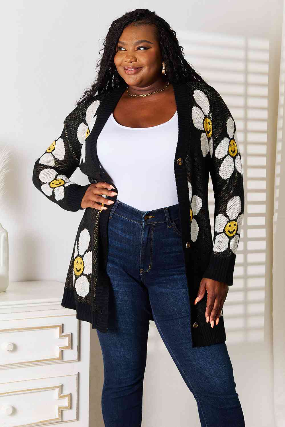 TEEK - Floral Button Down Cardigan SWEATER TEEK Trend   