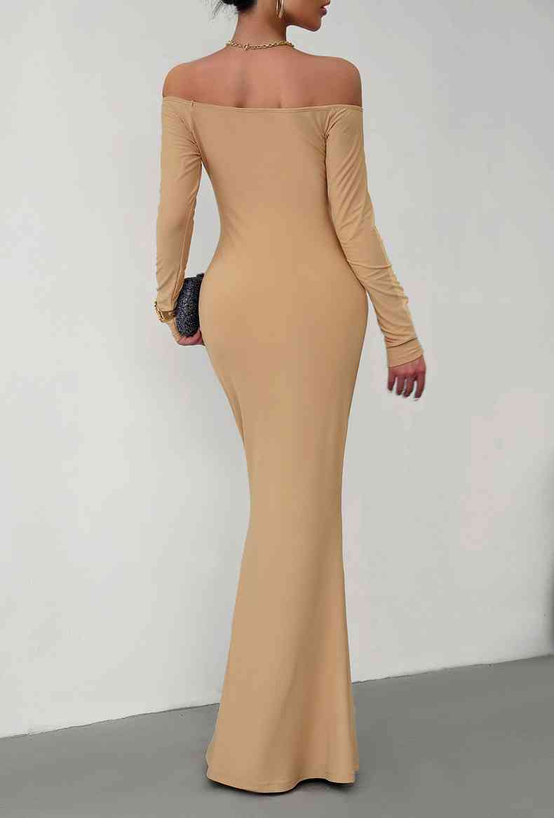 TEEK - Off-Shoulder Long Sleeve Maxi Dress DRESS TEEK Trend   