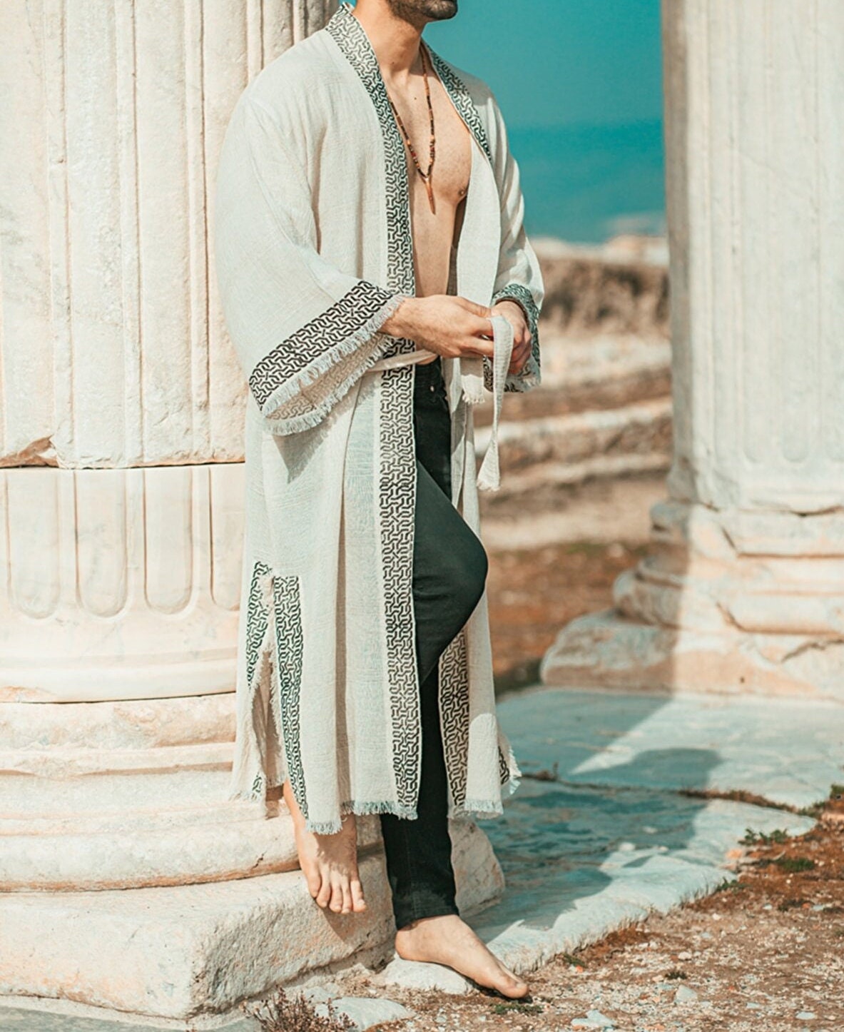 TEEK - Ancient Kaftan Linen Kimono Cloak CLOAK TEEK M   