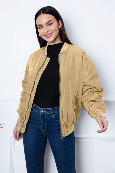 TEEK - Ruched Zip Up Favorite Jacket JACKET TEEK Trend Khaki XS 