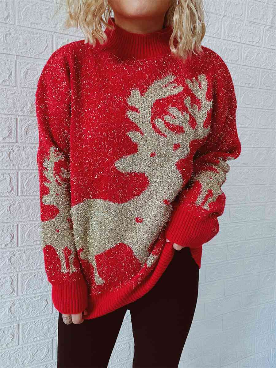 TEEK - Christmas Red Round Neck Sweater SWEATER TEEK Trend Red Deer S 