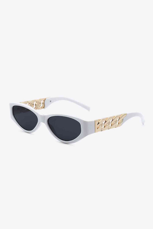 TEEK - Flat Side Chain Temple Cat Eye Sunglasses EYEGLASSES TEEK Trend White  