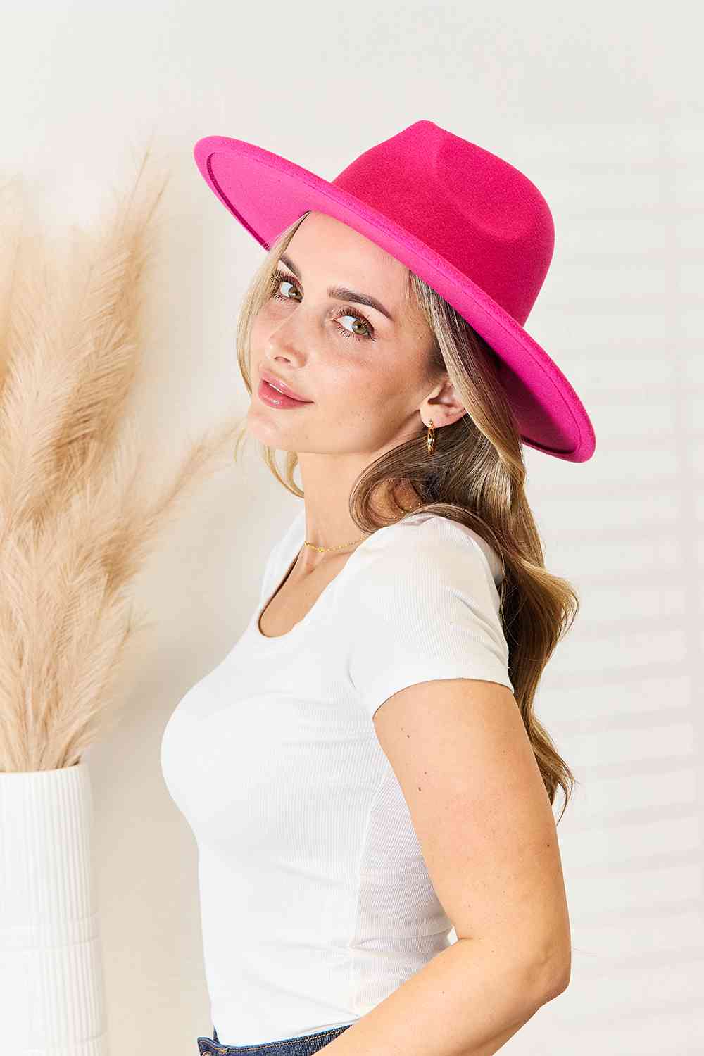 TEEK - Hit Pink Flat Brim Fedora Hat HAT TEEK Trend   
