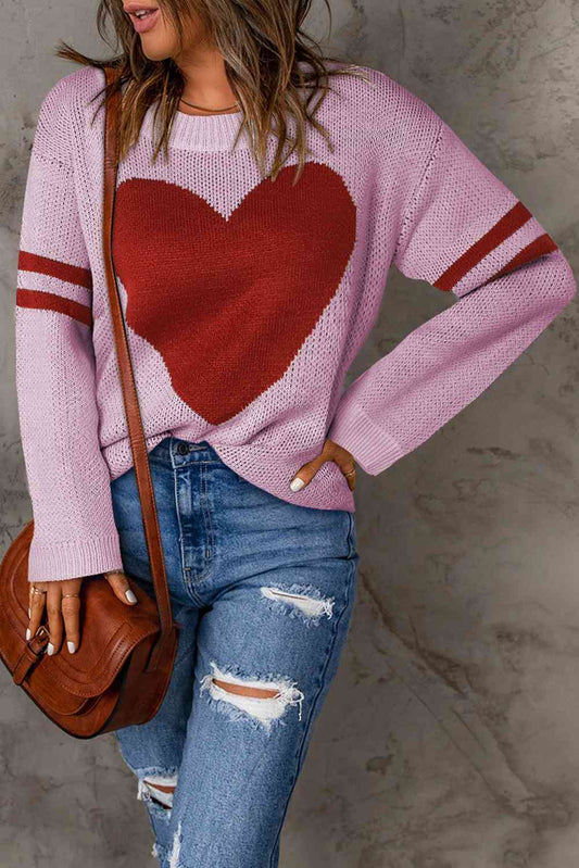 TEEK - Arm Stripe Heart Sweater SWEATER TEEK Trend   
