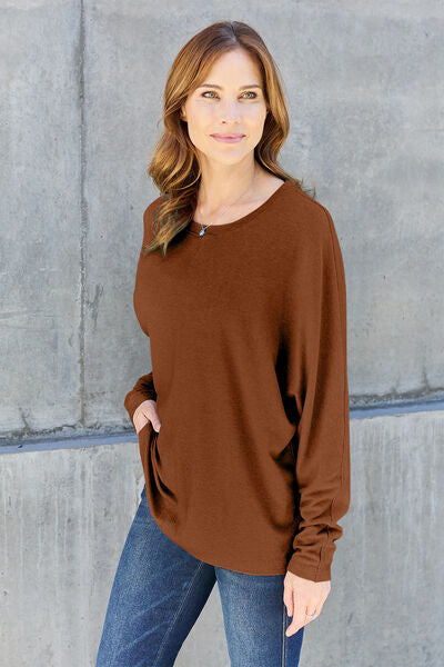 TEEK - Round Neck Long Sleeve T-Shirt TOPS TEEK Trend Caramel S 