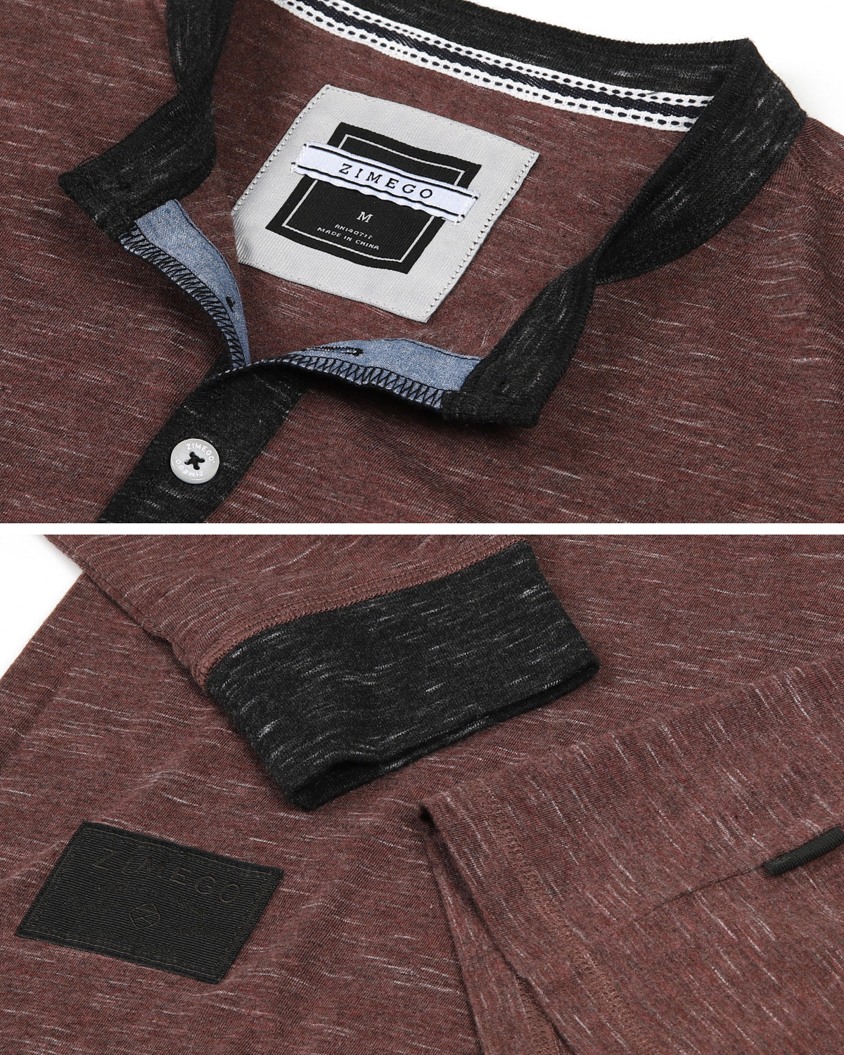 TEEK - Long Sleeve Contrast Button Cuffs Henley Shirts TOPS theteekdotcom   