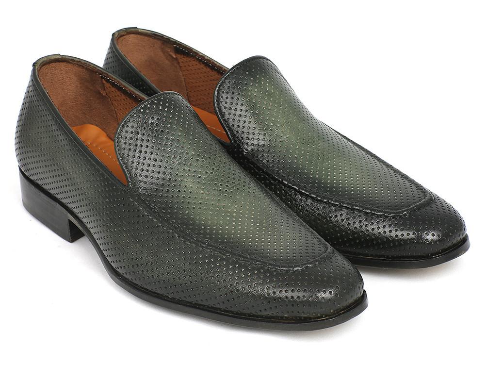 TEEK - Paul Parkman Perforated Green Leather Loafers SHOES theteekdotcom   