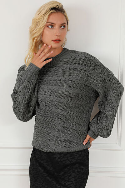 TEEK - Cable-Knit Dropped Shoulder Sweater SWEATER TEEK Trend   