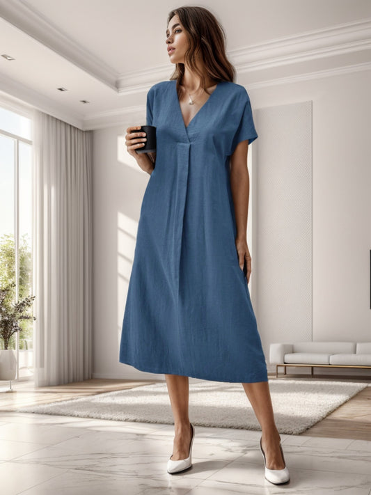 TEEK - French Blue Minimal Slay Short Sleeve Dress DRESS TEEK Trend S  