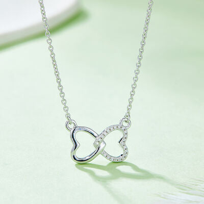 TEEK - 925 SS Heart End Bow Necklace JEWELRY TEEK Trend Silver  