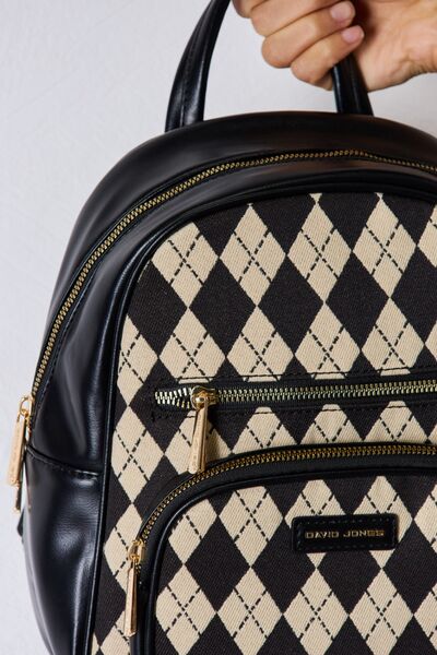 TEEK - Black DJ Argyle PU Leather Backpack BAG TEEK Trend   