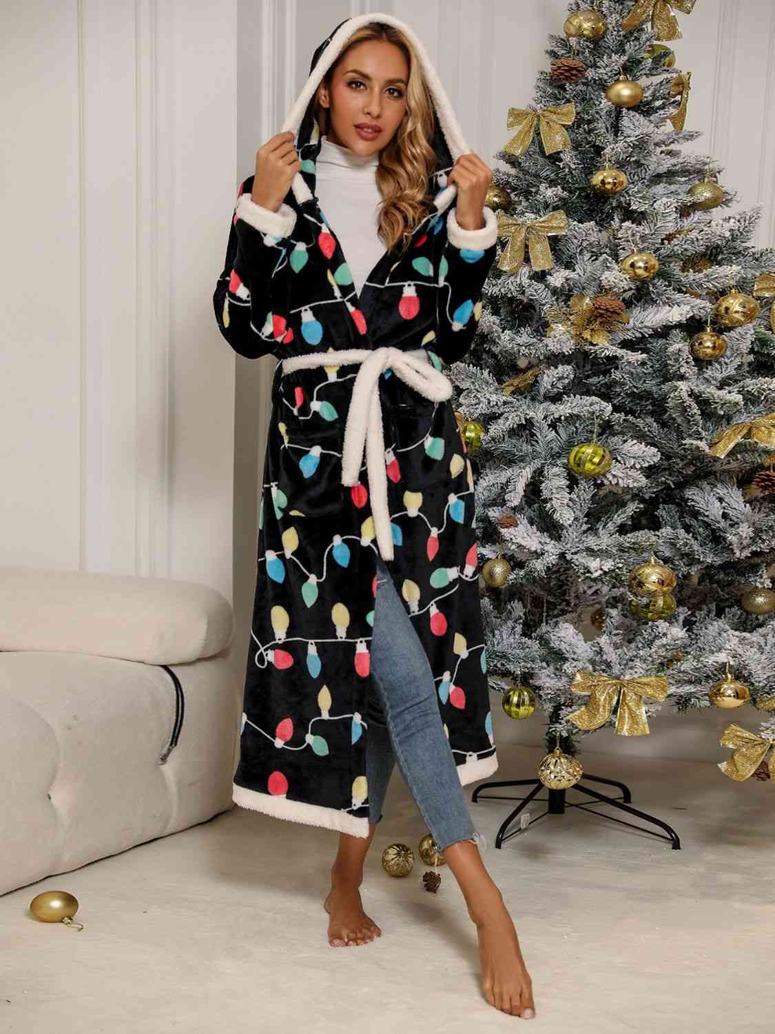 TEEK - Tie Waist Hooded Robe ROBE TEEK Trend   