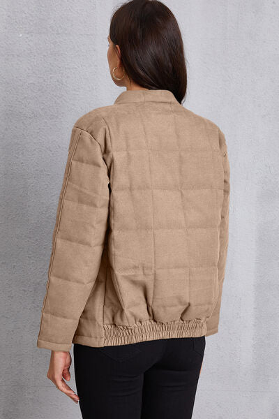 TEEK - Square Stitch Mock Neck Pocketed Jacket JACKET TEEK Trend   