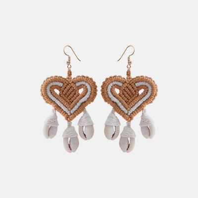 TEEK - Shell Heart Dangle Earrings JEWELRY TEEK Trend Tan  