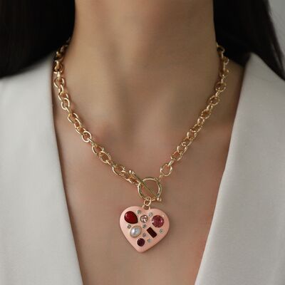TEEK - Bejeweled Heart Pendant Necklace JEWELRY TEEK Trend   