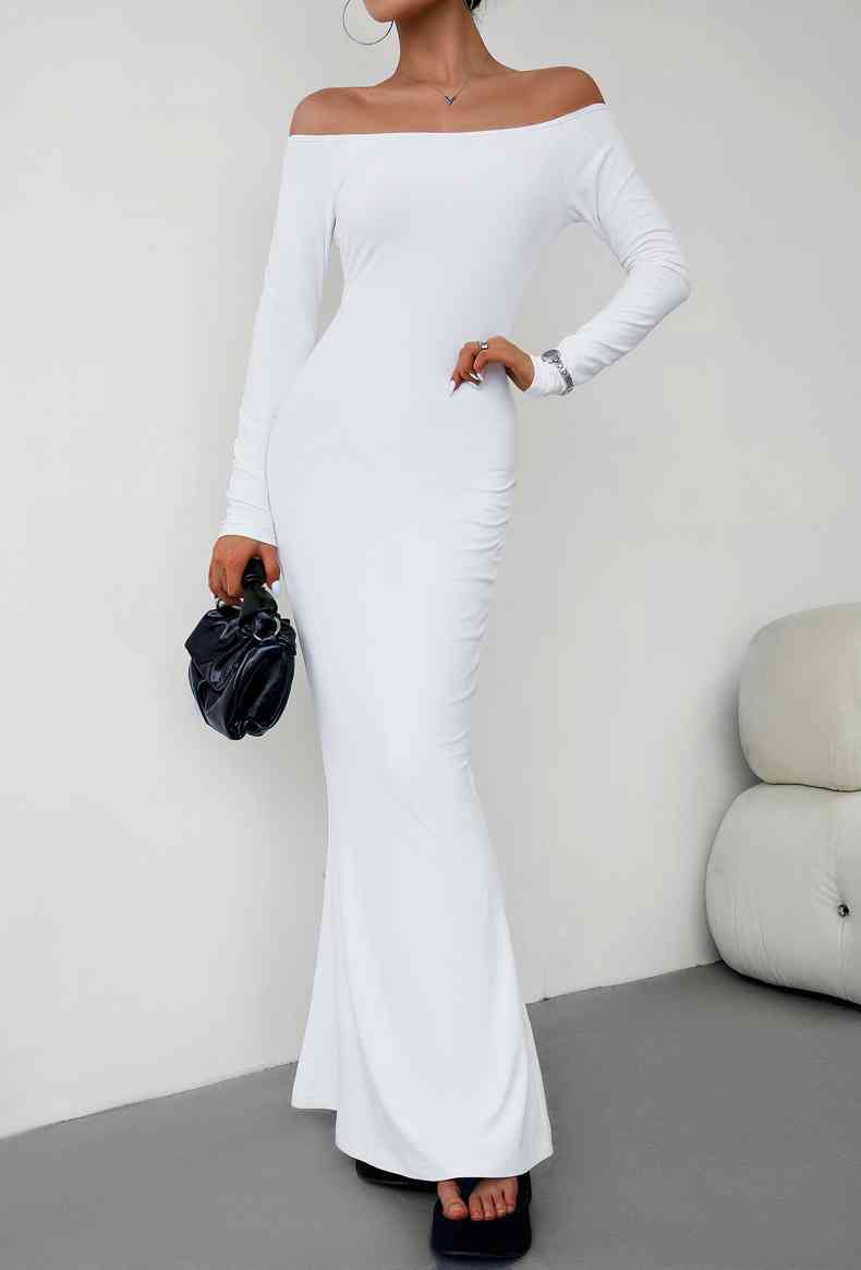 TEEK - Off-Shoulder Long Sleeve Maxi Dress DRESS TEEK Trend White S 