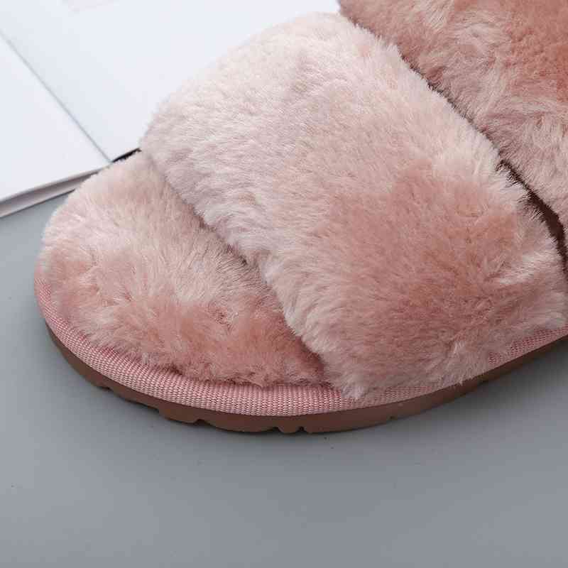 TEEK - Faux Fur Open Toe Slippers SHOES TEEK Trend   