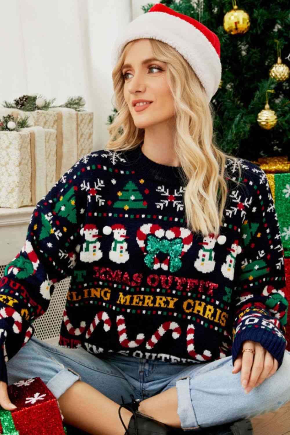 TEEK - Christmas Crewneck Dropped Shoulder Sweater SWEATER TEEK Trend   