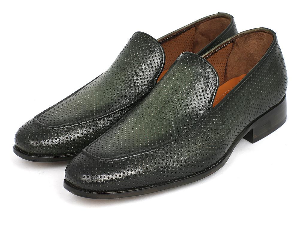 TEEK - Paul Parkman Perforated Green Leather Loafers SHOES theteekdotcom EU 38 - US 6  
