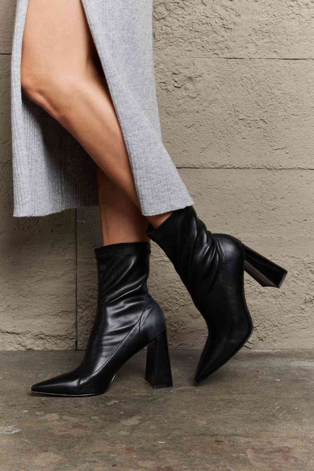 TEEK - Black Stacy Block Heel Sock Boots SHOES TEEK Trend   
