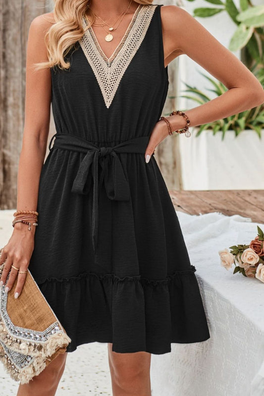 TEEK - Tied Frill Sleeveless Dress DRESS TEEK Trend   