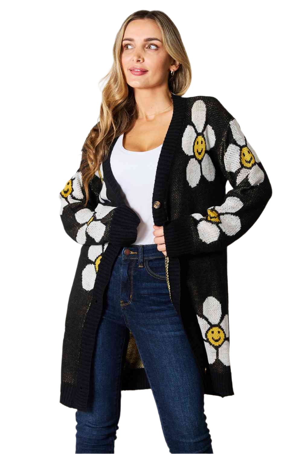 TEEK - Floral Button Down Cardigan SWEATER TEEK Trend S  