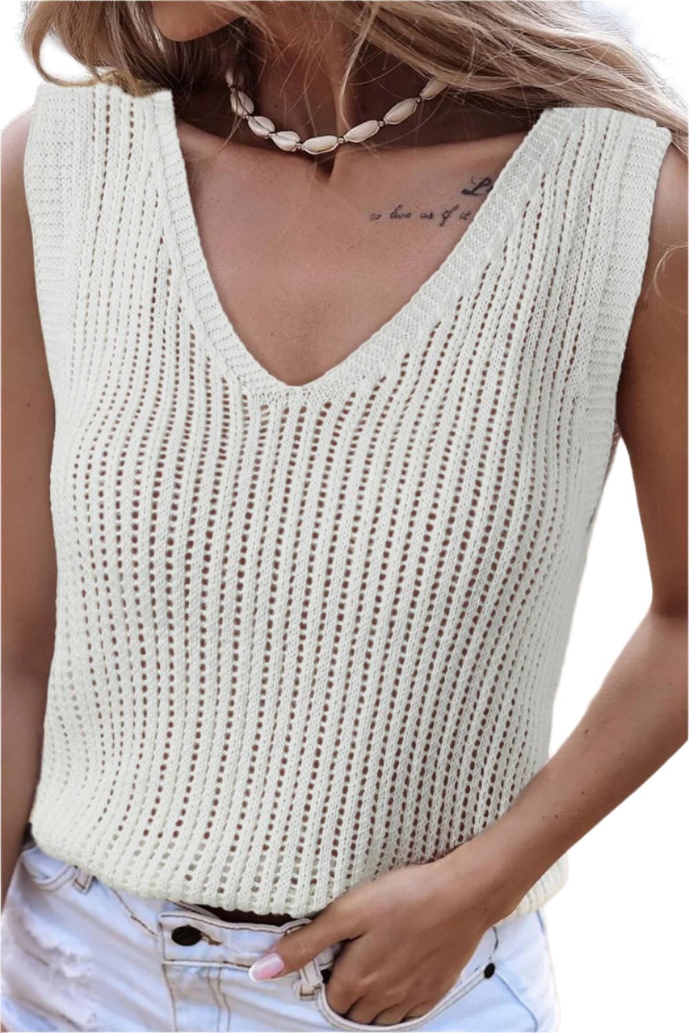 TEEK - V-Neck Wide Strap Knit Vest TOPS TEEK Trend   