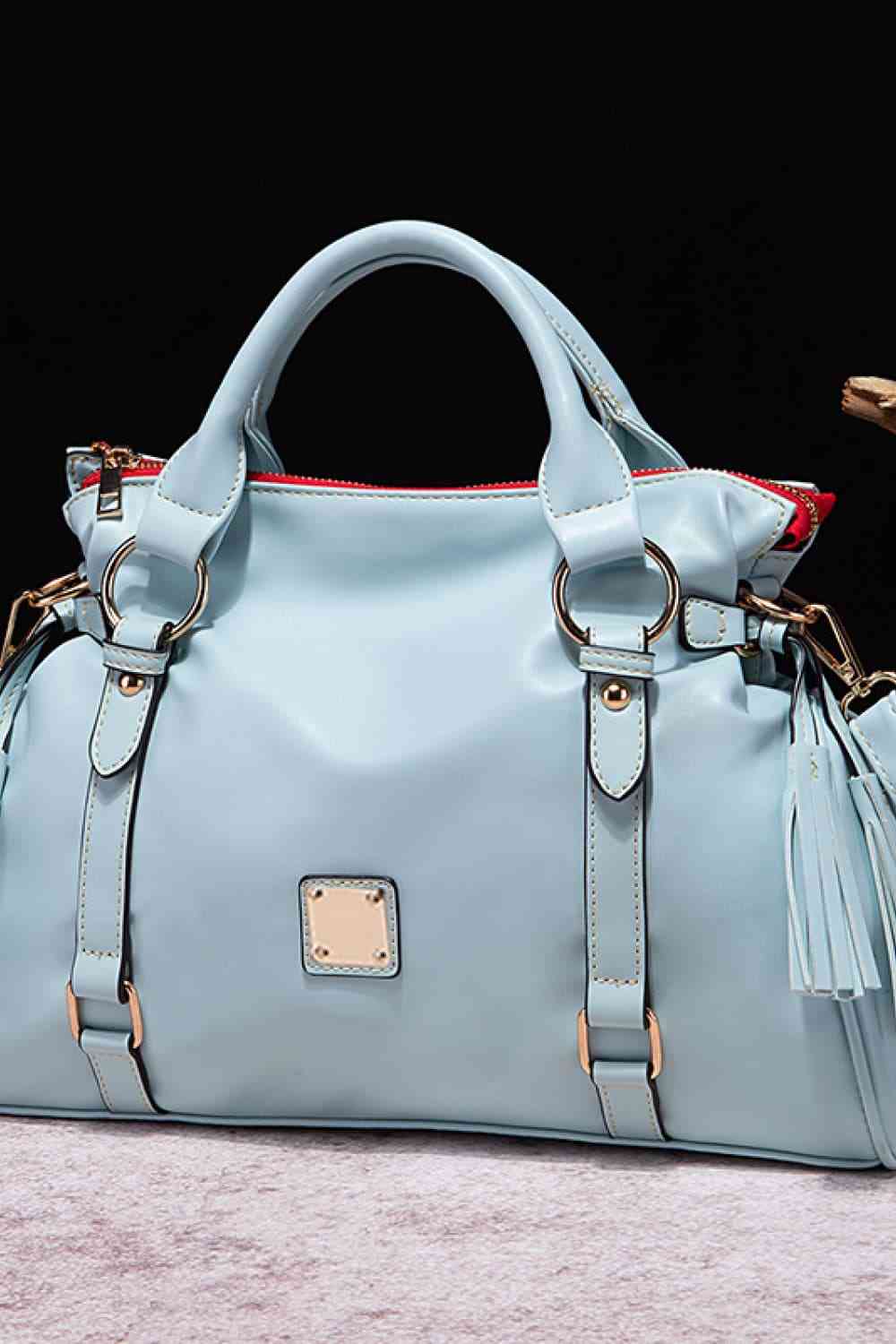 TEEK - PU Leather Handbag with Tassels BAG TEEK Trend Pastel  Blue  