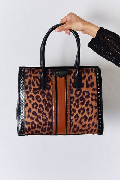 TEEK - DJ Leopard Contrast Rivet Handbag BAG TEEK Trend   