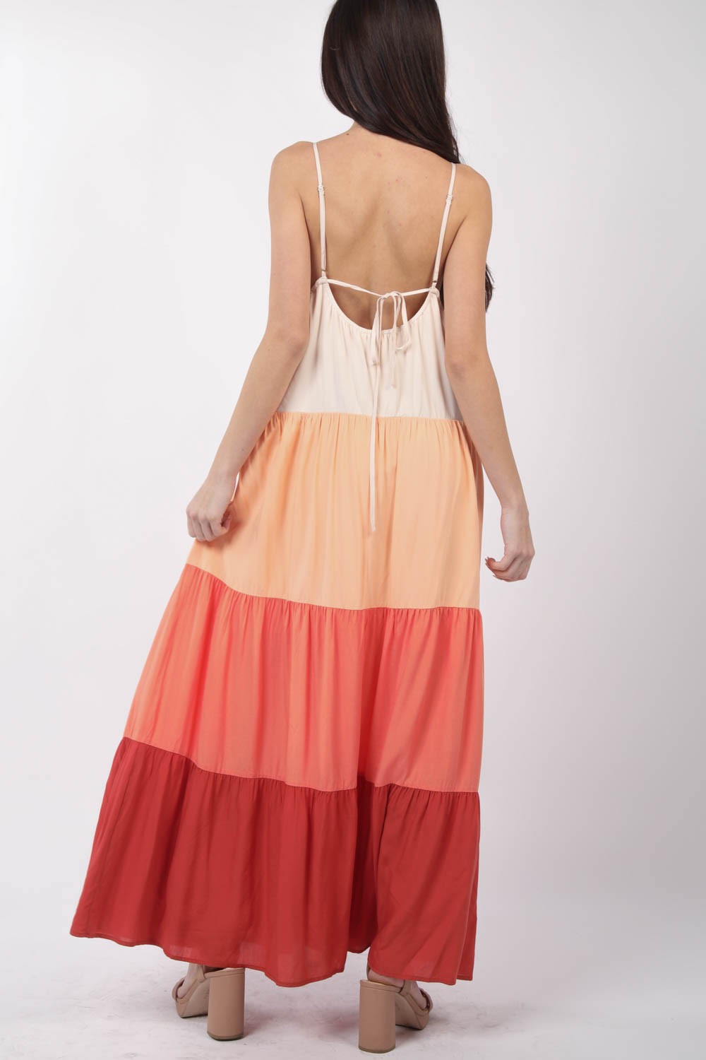 TEEK - Sunset VJ Color Block Tiered Maxi Cami Dress DRESS TEEK Trend   