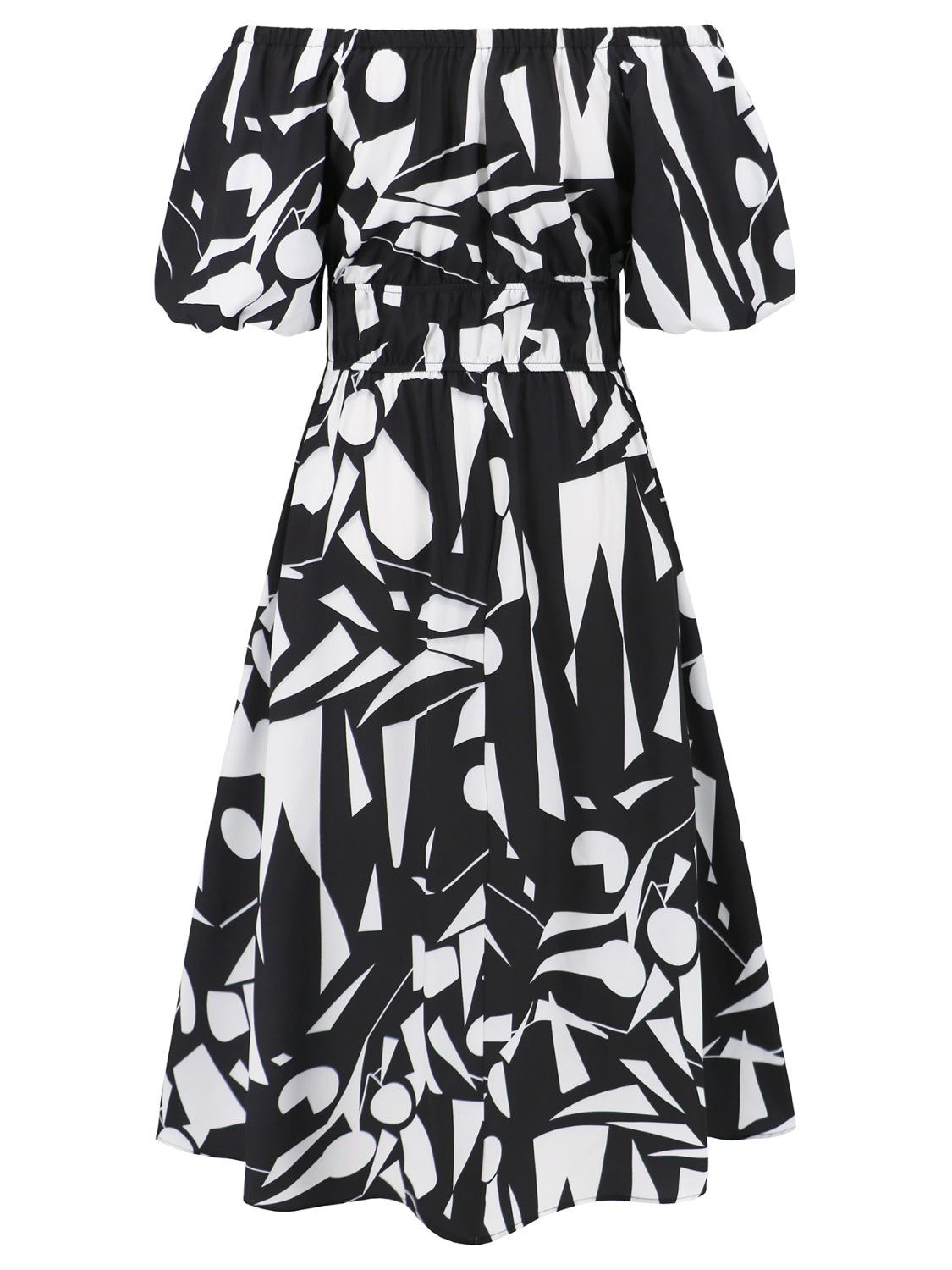 TEEK - Patterned Off-Shoulder Balloon Sleeve Dress DRESS TEEK Trend   