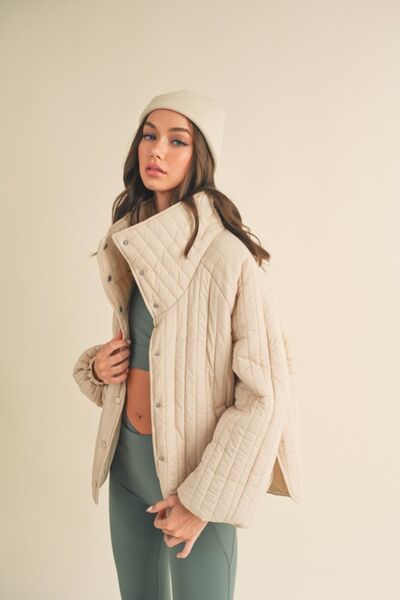 TEEK - Cream Classic Silhouette Quilted Snap Jacket JACKET TEEK Trend   