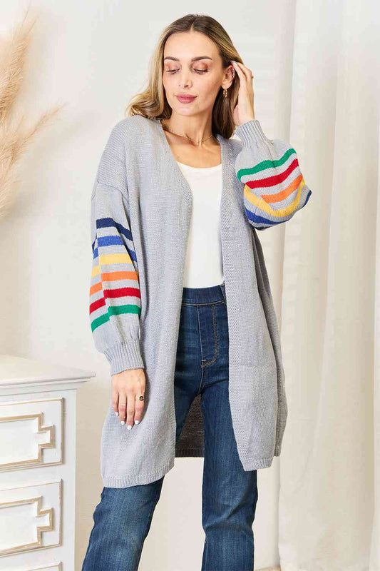 TEEK - Multicolored Stripe Open Front Cardigan SWEATER TEEK Trend S  