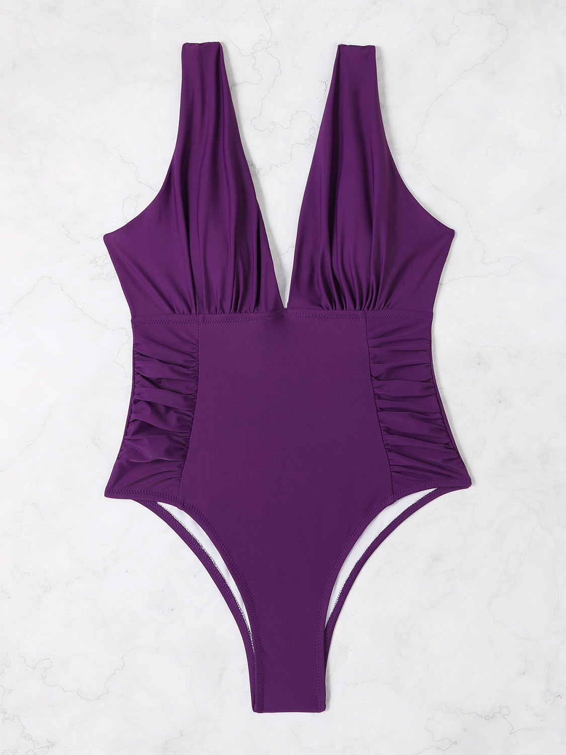 TEEK - Plunge Wide Strap One-Piece Swimwear SWIMWEAR TEEK Trend Dusty Purple S 