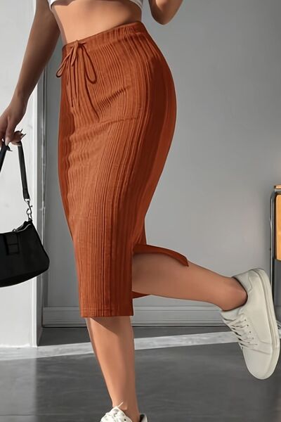 TEEK - Caramel Slit High Waist Skirt SKIRT TEEK Trend S  
