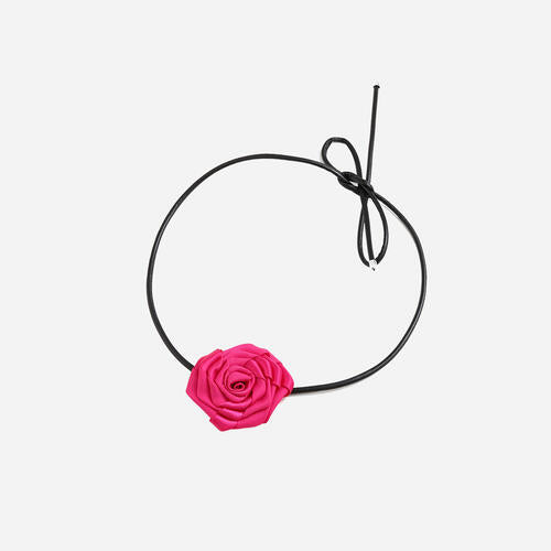 TEEK - PU Leather Rose Necklace JEWELRY TEEK Trend Deep Rose  