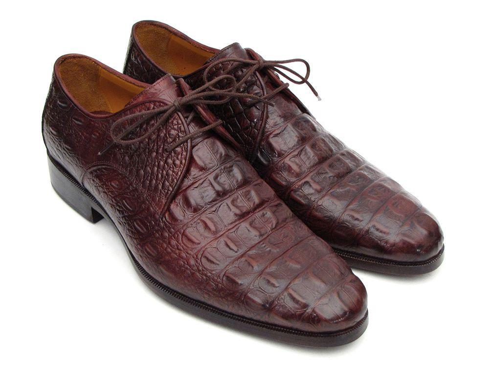 TEEK - Paul Parkman Brown & Bordeaux Croc Embossed Derby Shoes SHOES theteekdotcom   