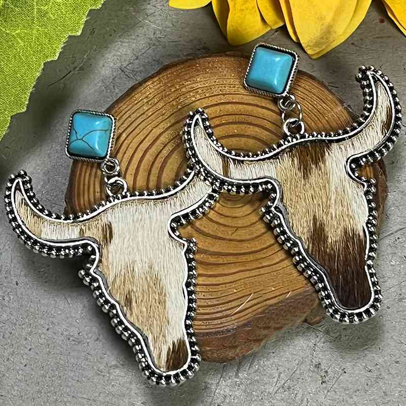 TEEK - Bull Shape Turquoise Dangle Earrings JEWELRY TEEK Trend C  