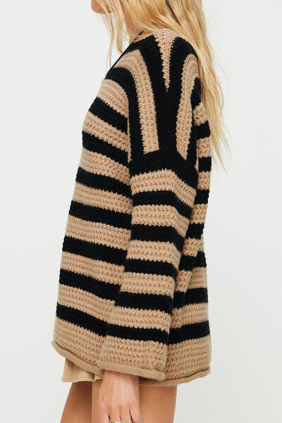 TEEK - Striped Dropped Shoulder Sweater SWEATER TEEK Trend   