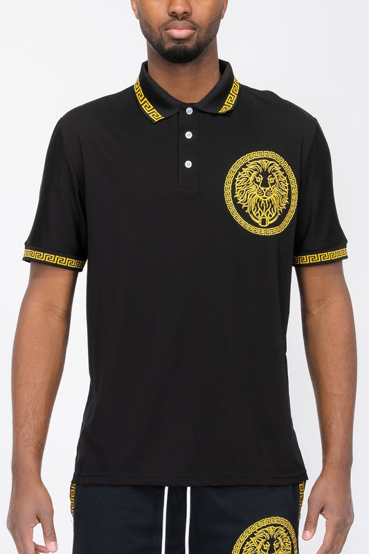 TEEK - Embroidered Lion Head Polo Shirt TOPS TEEK M BLACK S 