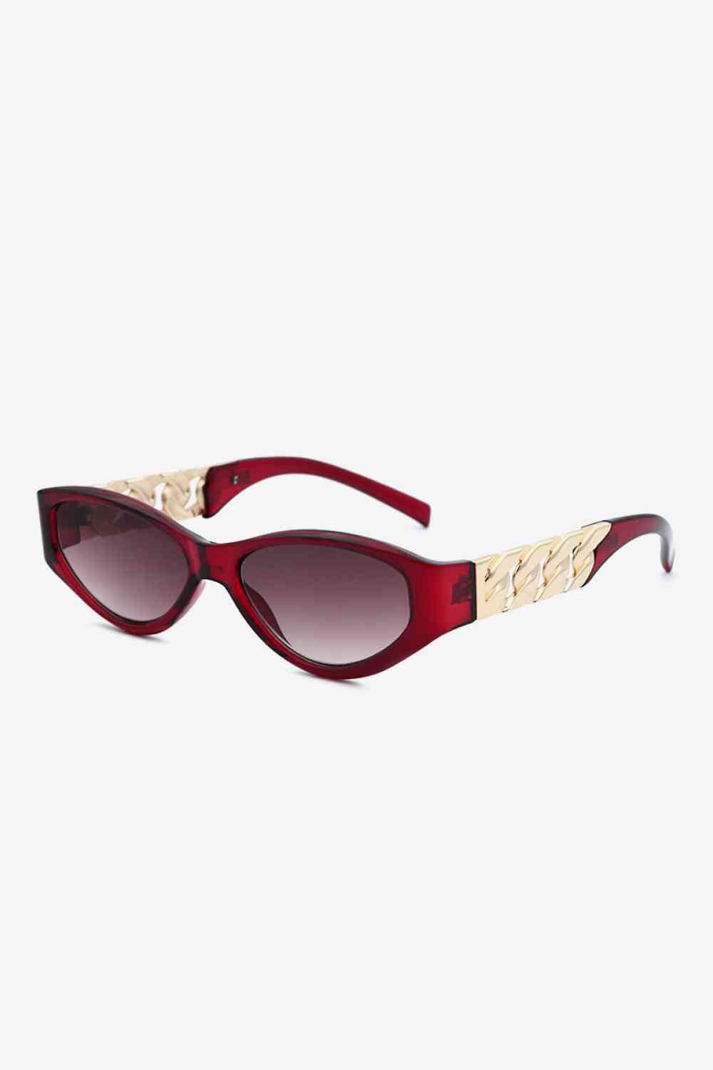 TEEK - Flat Side Chain Temple Cat Eye Sunglasses EYEGLASSES TEEK Trend Deep Red  