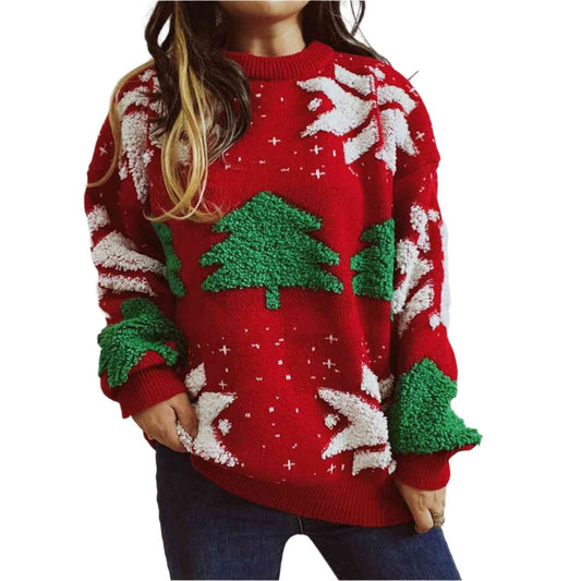 TEEK - Snowflake Long Sleeve Sweater SWEATER TEEK Trend Red S 