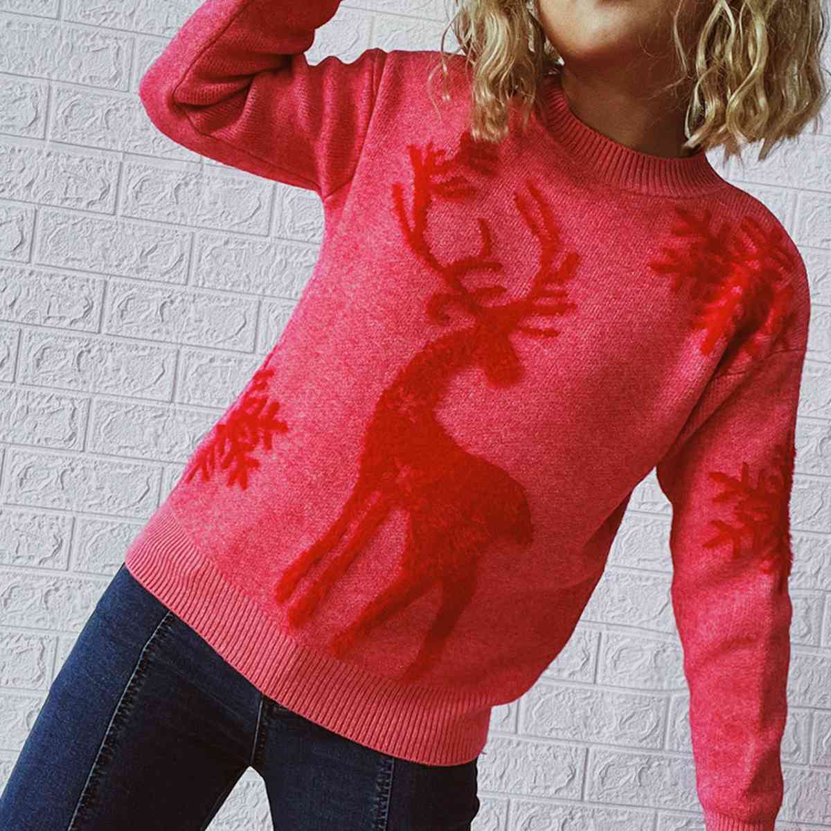 TEEK - Reindeer and Snowflake Sweater SWEATER TEEK Trend   