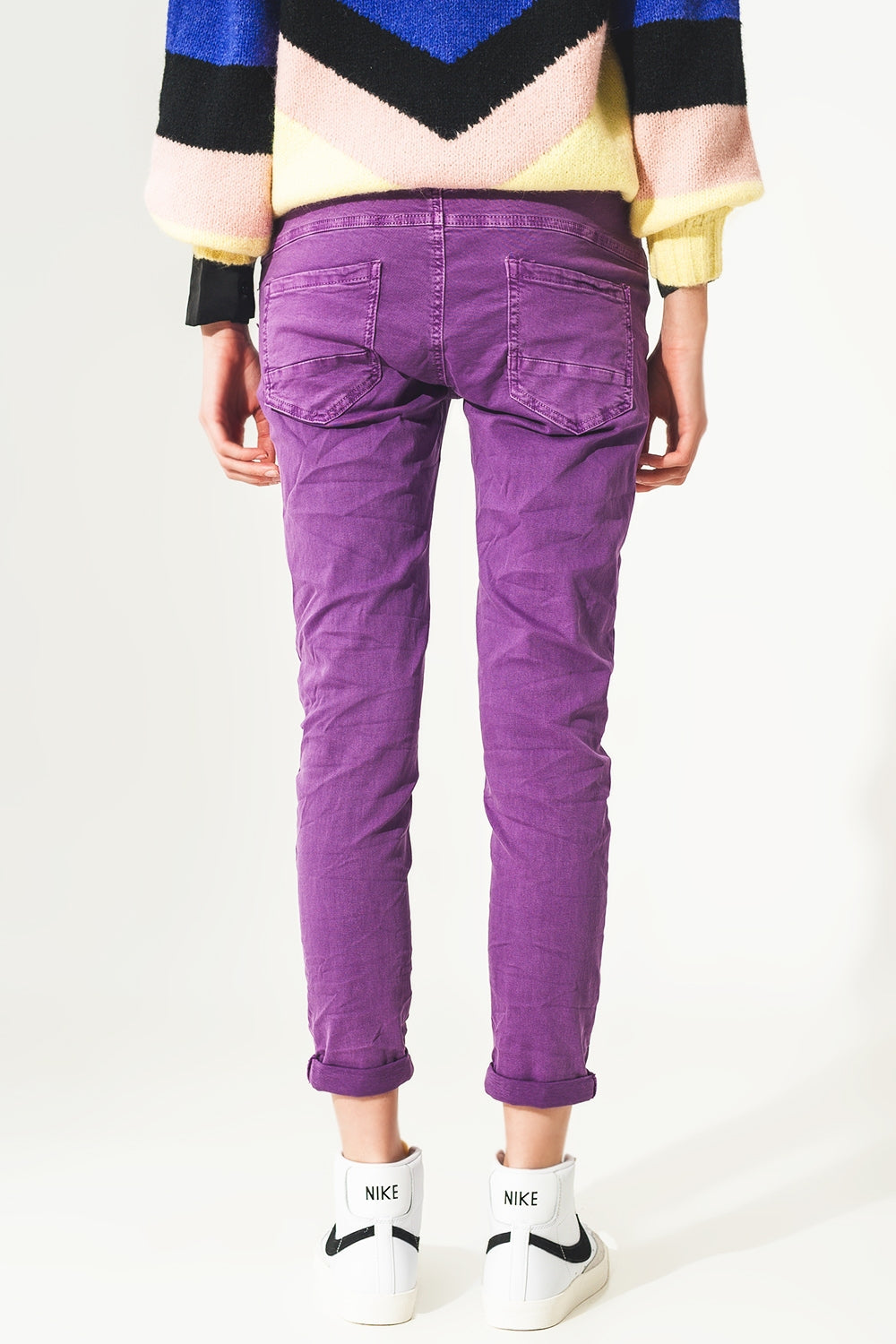 TEEK - Purple Exposed Buttons Skinny Jeans PANTS TEEK M   