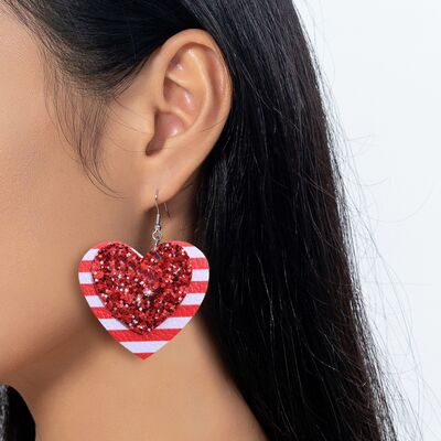 TEEK - Deep Red Hook Sequin Heart Earrings JEWELRY TEEK Trend   