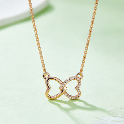 TEEK - 925 SS Heart End Bow Necklace JEWELRY TEEK Trend Rose Gold  