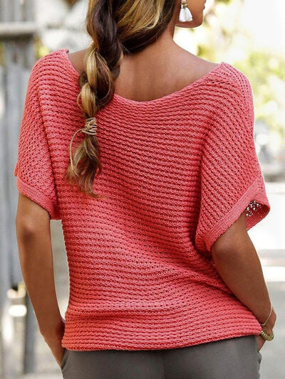TEEK - Boat Neck Short Sleeve Sweater SWEATER TEEK Trend   