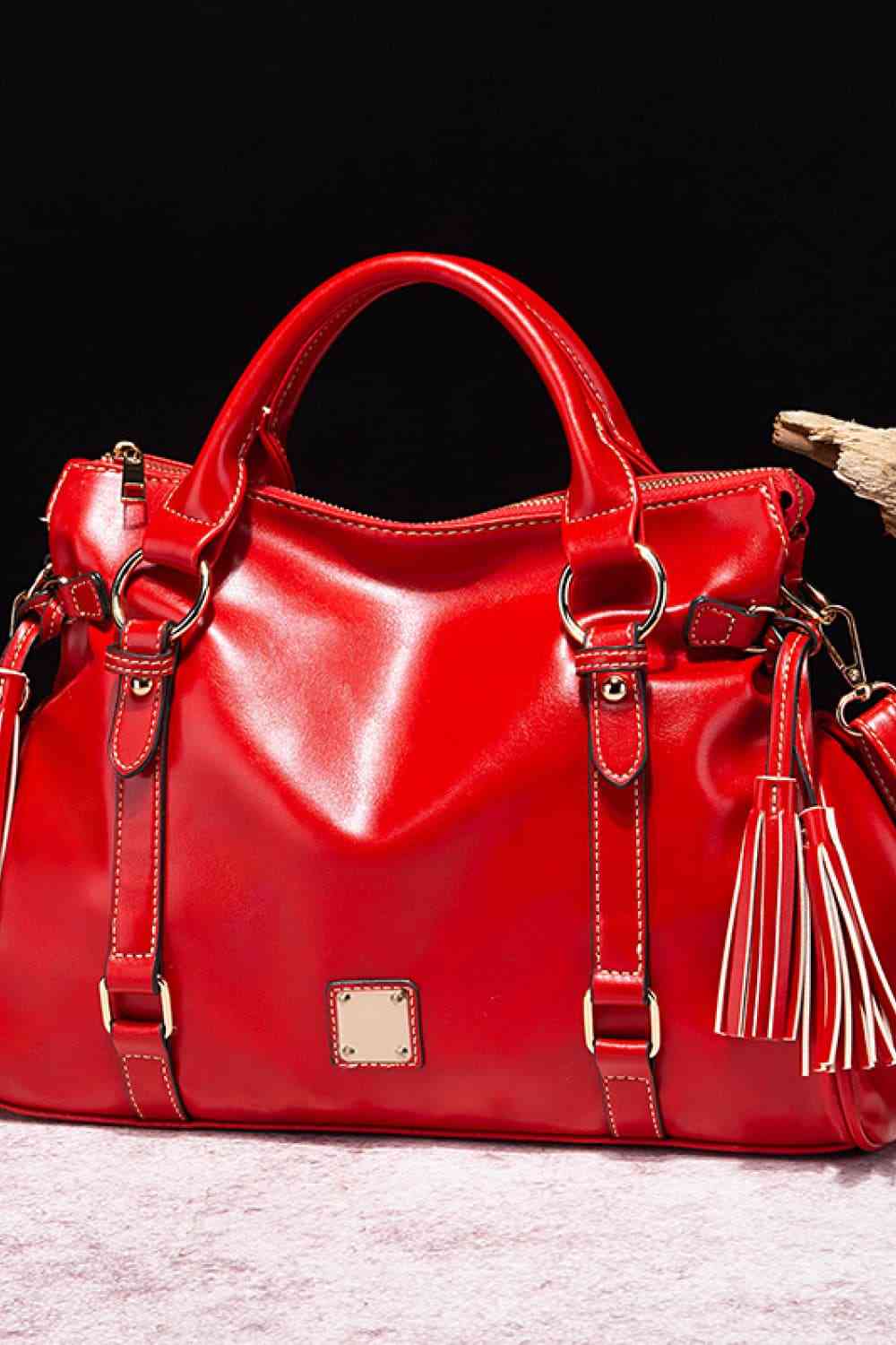 TEEK - PU Leather Handbag with Tassels BAG TEEK Trend Red  